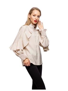 Ruffle High neck Blouse by TOV